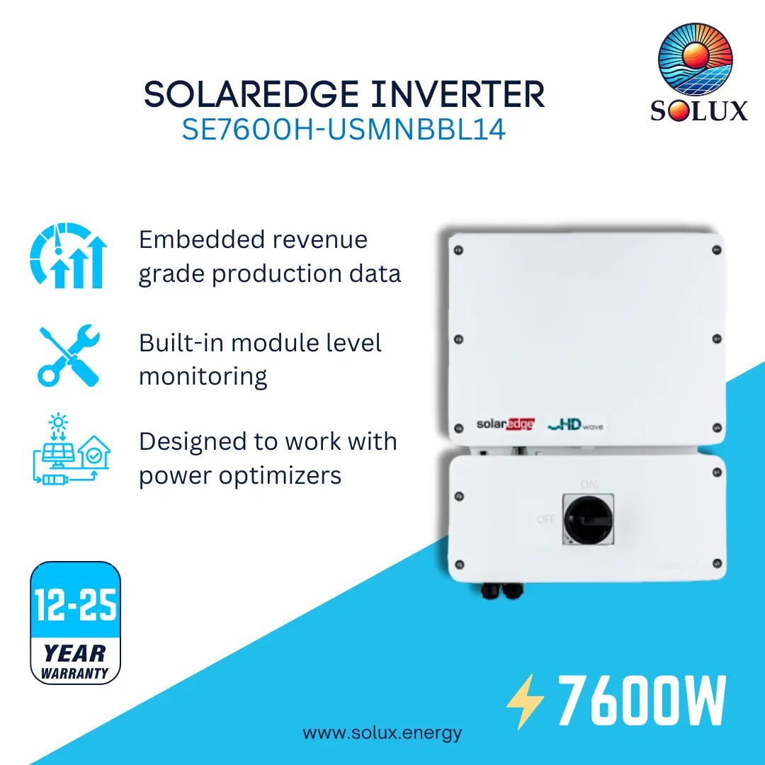 This is a graphic image of SE7600H-US 7.6kw inverter with prism technology